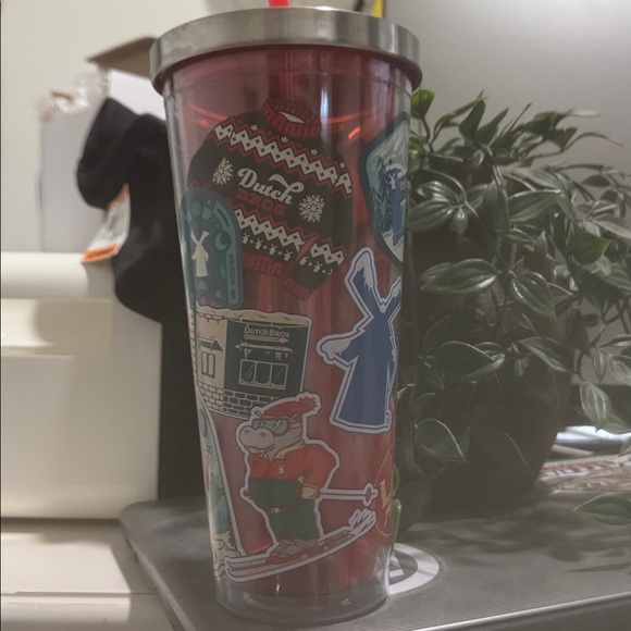 Dutch Bros Sticker-Decorated Tumbler with Straw Christmas - Picture 3 of 4